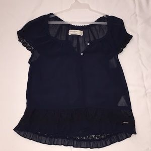 Navy sheer Abercrombie and Fitch blouse
